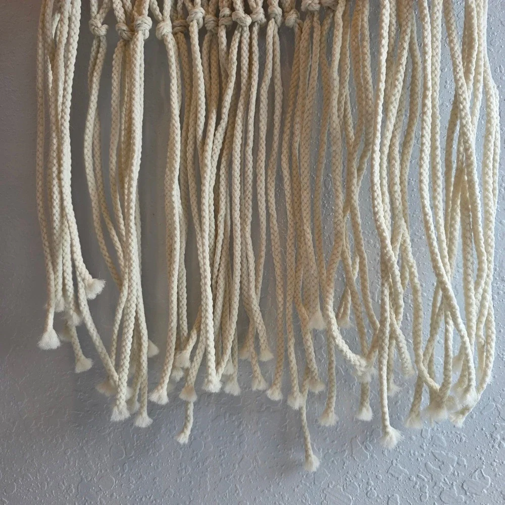 Boho Macrame Wall‎ Hanging Tapestry Natural Cotton Rope Wood Dowel Boho Chic